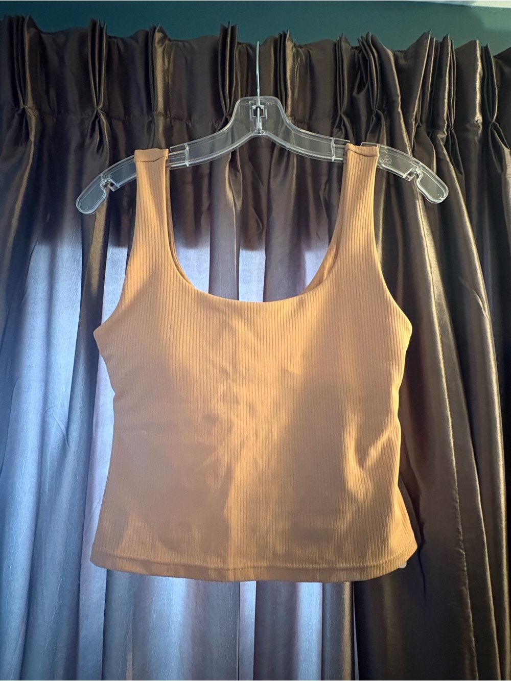 Fabletics Ribbed Scoop Tank Top in Camel
